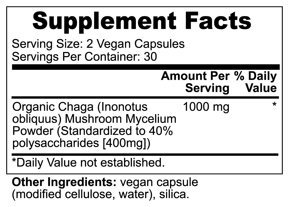 Chaga Mushroom Vegan Capsule (1000mg)